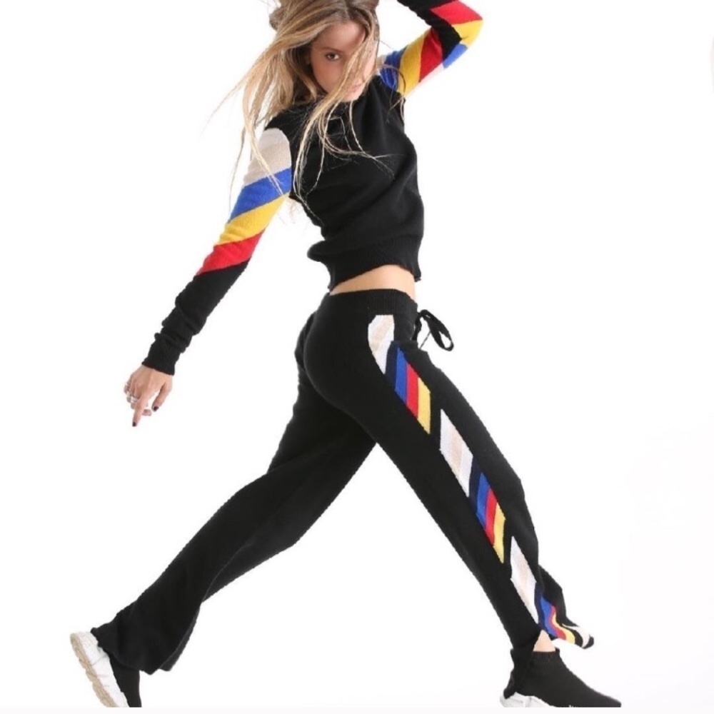 Black Women's Joggers with Colorful Stripes